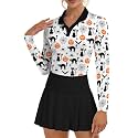 Soneven Womens Golf Shirts Moisture Wicking V Neck Long Sleeve Polo Shirts Collared Tops