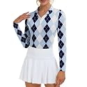 Soneven Womens Golf Shirts Moisture Wicking V Neck Long Sleeve Polo Shirts Collared Tops