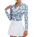 Soneven Womens Golf Shirts Moisture Wicking V Neck Long Sleeve Polo Shirts Collared Tops