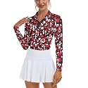 Soneven Womens Golf Shirts Moisture Wicking V Neck Long Sleeve Polo Shirts Collared Tops