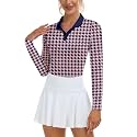 Soneven Womens Golf Shirts Moisture Wicking V Neck Long Sleeve Polo Shirts Collared Tops