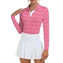 Soneven Womens Golf Shirts Moisture Wicking V Neck Long Sleeve Polo Shirts Collared Tops