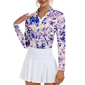 Soneven Womens Golf Shirts Moisture Wicking V Neck Long Sleeve Polo Shirts Collared Tops