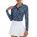 Soneven Womens Golf Shirts Moisture Wicking V Neck Long Sleeve Polo Shirts Collared Tops