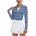 Soneven Womens Golf Shirts Moisture Wicking V Neck Long Sleeve Polo Shirts Collared Tops