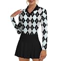 Soneven Womens Golf Shirts Moisture Wicking V Neck Long Sleeve Polo Shirts Collared Tops
