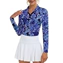 Soneven Womens Golf Shirts Moisture Wicking V Neck Long Sleeve Polo Shirts Collared Tops