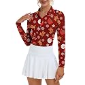 Soneven Womens Golf Shirts Moisture Wicking V Neck Long Sleeve Polo Shirts Collared Tops