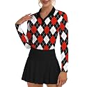 Soneven Womens Golf Shirts Moisture Wicking V Neck Long Sleeve Polo Shirts Collared Tops