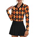 Soneven Womens Golf Shirts Moisture Wicking V Neck Long Sleeve Polo Shirts Collared Tops