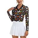 Soneven Womens Golf Shirts Moisture Wicking V Neck Long Sleeve Polo Shirts Collared Tops