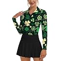 Soneven Womens Golf Shirts Moisture Wicking V Neck Long Sleeve Polo Shirts Collared Tops