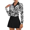 Soneven Womens Golf Shirts Moisture Wicking V Neck Long Sleeve Polo Shirts Collared Tops
