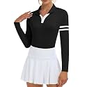 Soneven Womens Golf Shirts Moisture Wicking V Neck Long Sleeve Polo Shirts Collared Tops