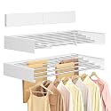 SONGMICS Clothes Drying Rack, Wall-Mounted, Foldable, with Storage Shelf