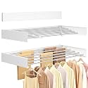 SONGMICS Clothes Drying Rack, Wall-Mounted, Foldable, with Storage Shelf
