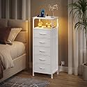SONGMICS Nightstand with Charging Station, 5 Fabric Drawers