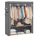 SONGMICS Portable Closet with Cover, 3 Hanging Rods and Shelves