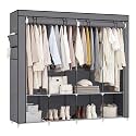 SONGMICS Portable Closet with Cover, 4 Hanging Rods and Shelves