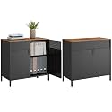 SONGMICS Set of 2 Storage Cabinet, Sideboard with Adjustable Shelves