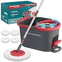 SONGMICS Spin Mop and Bucket Set with Pedal Wringer, 4 Microfiber Pads