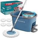 SONGMICS Spin Mop and Bucket Set with Pedal Wringer, 4 Microfiber Pads