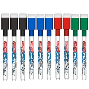 soni officemate fine tip whiteboard marker with duster on cap - pack of 10