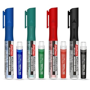 soni officemate liquid whiteboard marker combo with refillable cartridges mix 4 markers  4 cartridges smooth refillable  black blue red green