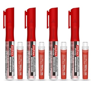 soni officemate liquid whiteboard marker combo with refillable cartridges red  4 markers  4 cartridges smooth refillable  443 mm tip
