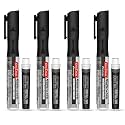 Soni Officemate Liquid Whiteboard Marker Combo with Refillable Cartridges (Black) | 4 Markers + 4 Cartridges |Set of 1 | Smooth, Refillable | 4.43 mm Tip