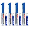 Soni Officemate Liquid Whiteboard Marker Combo with Refillable Cartridges (Blue)| 4 Markers + 4 Cartridges |Smooth, Refillable | 4.43 mm Tip