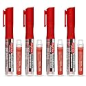 Soni Officemate Liquid Whiteboard Marker Combo with Refillable Cartridges (Red) | 4 Markers + 4 Cartridges |Smooth, Refillable | 4.43 mm Tip