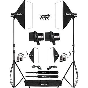 sonia 300d 2pc combo studio strobe flash light premium with 9 ft light stand and 65cm double diffuser softbox for candid product wedding fashion model photography not compatible for video shoot