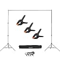 SONIA Background Stand Kit 9 ft x 9 ft Portable Photography Support System with 3 PCS Backdrop Holding Spring Clamp 4.3"/11cm for Background Muslin, Canvas, etc with Carry Bag