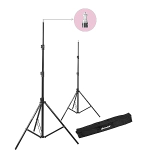 sonia ls-250 9 feet umbrella flash portable foldable combo light stand for photography set of 2 with carry bag case for tiktok video photo studio shooting black