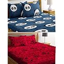 Combo Collection Pack of 2 Double Bedsheet with 4 Pillow Covers | 155 TC Soft Brushed Glace Cotton -Long Lasting &amp; Wrinkle Free Bedsheet for Double Bed (Pattern- E)