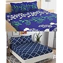 Combo Collection Pack of 2 Double Bedsheet with 4 Pillow Covers | 155 TC Soft Brushed Glace Cotton -Long Lasting &amp; Wrinkle Free Bedsheet for Double Bed (Multicolor-D)