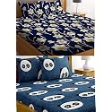 Combo Collection Pack of 2 Double Bedsheet with 4 Pillow Covers | 155 TC Soft Brushed Glace Cotton -Long Lasting &amp; Wrinkle Free Bedsheet for Double Bed (Multicolor-U)