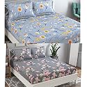 Combo Collection Pack of 2 Double Bedsheet with 4 Pillow Covers | 155 TC Soft Brushed Glace Cotton -Long Lasting &amp; Wrinkle Free Bedsheet for Double Bed (Pattern- E)