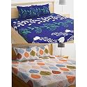 Combo Collection Pack of 2 Double Bedsheet with 4 Pillow Covers | 155 TC Soft Brushed Glace Cotton -Long Lasting &amp; Wrinkle Free Bedsheet for Double Bed (Multicolor-E)