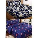 Combo Collection Pack of 2 Double Bedsheet with 4 Pillow Covers | 155 TC Soft Brushed Glace Cotton -Long Lasting &amp; Wrinkle Free Bedsheet for Double Bed (Multicolor-P)