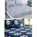 Combo Collection Pack of 2 Double Bedsheet with 4 Pillow Covers | 155 TC Soft Brushed Glace Cotton -Long Lasting &amp; Wrinkle Free Bedsheet for Double Bed (Pattern- E)