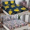 Combo Collection Pack of 2 Double Bedsheet with 4 Pillow Covers | 155 TC Soft Brushed Glace Cotton -Long Lasting & Wrinkle Free Bedsheet for Double Bed (Pattern- T)