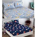 Combo Collection Pack of 2 Double Bedsheet with 4 Pillow Covers | 155 TC Soft Brushed Glace Cotton -Long Lasting &amp; Wrinkle Free Bedsheet for Double Bed (Pattern- E)