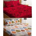 Combo Collection Pack of 2 Double Bedsheet with 4 Pillow Covers | 155 TC Soft Brushed Glace Cotton -Long Lasting &amp; Wrinkle Free Bedsheet for Double Bed (Pattern- E)