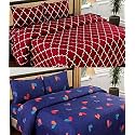 Combo Collection Pack of 2 Double Bedsheet with 4 Pillow Covers | 155 TC Soft Brushed Glace Cotton -Long Lasting & Wrinkle Free Bedsheet for Double Bed (Pattern- X)