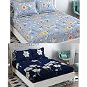 Combo Collection Pack of 2 Double Bedsheet with 4 Pillow Covers | 155 TC Soft Brushed Glace Cotton -Long Lasting &amp; Wrinkle Free Bedsheet for Double Bed (Pattern- E)