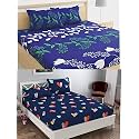 Combo Collection Pack of 2 Double Bedsheet with 4 Pillow Covers | 155 TC Soft Brushed Glace Cotton -Long Lasting &amp; Wrinkle Free Bedsheet for Double Bed (Pattern- E)