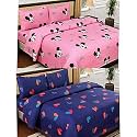 Combo Collection Pack of 2 Double Bedsheet with 4 Pillow Covers | 155 TC Soft Brushed Glace Cotton -Long Lasting &amp; Wrinkle Free Bedsheet for Double Bed (Multicolor-Z)