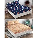 Soniasaa Combo Pack of 2 Double Bedsheet with 4 Free Pillow Covers 266 TC Soft Cotton-Blend 228 x 228 Cm(90X90 Inches) Double Bedsheet for Double Bed